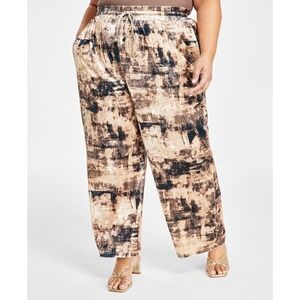 Nina Parker‎ Pants Womens Plus 4X Brow/Black Velvet Drawstring Pull On Trouser